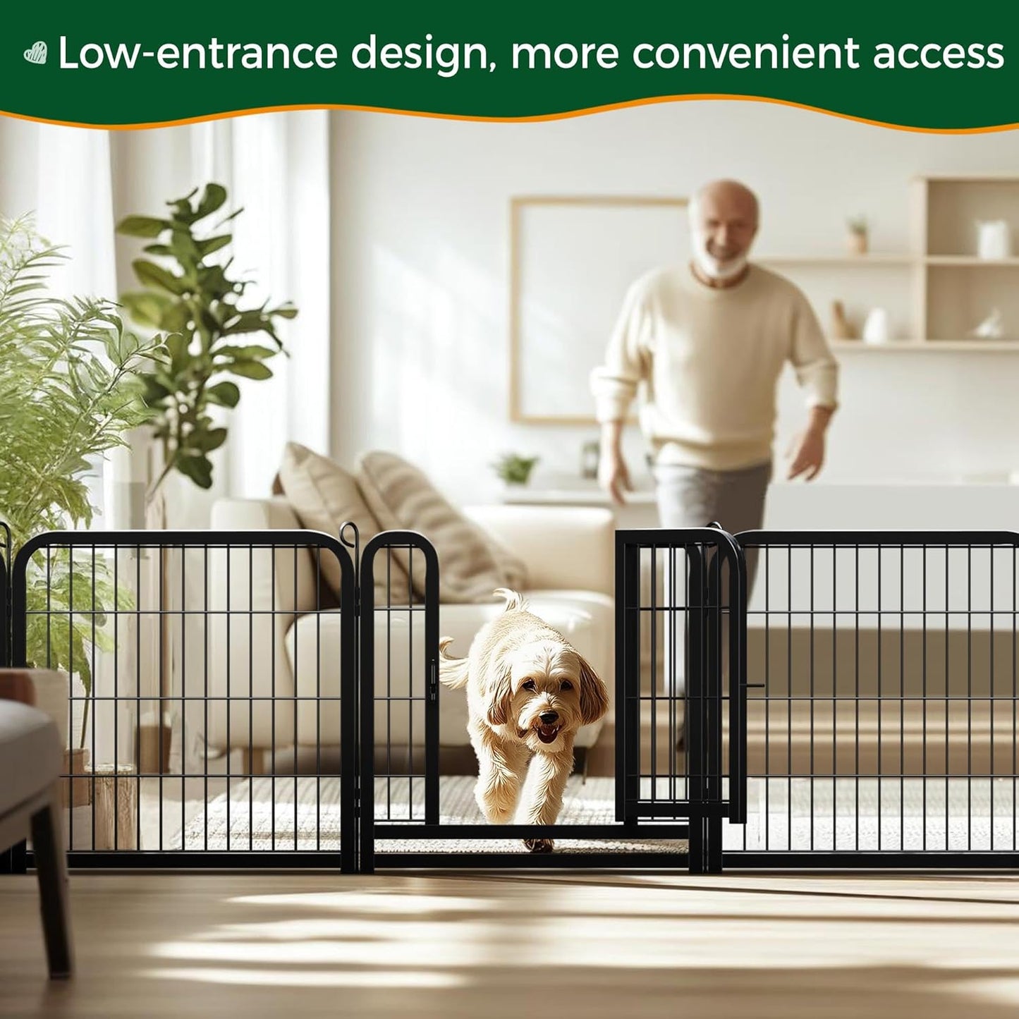 Dog Playpen Outdoor, 24 Inch 16 Panels Dog Pen Indoor Heavy Duty Puppy Exercise Pen Metal Pet Fence for RV Camping/Yard/Garden