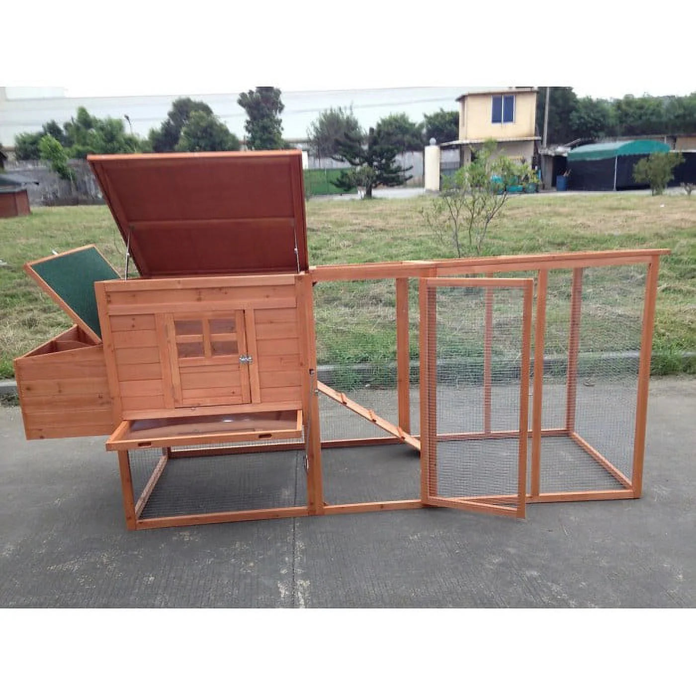 Large 95" Deluxe Solid Wood Hen Chicken Cage House Coop Huge with Run Nesting Box
