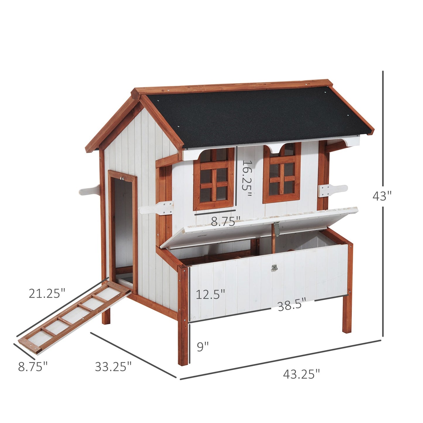 Chicken Coop Hen Cage Poultry Hutch Nesting Box Roof Wooden Large House Door