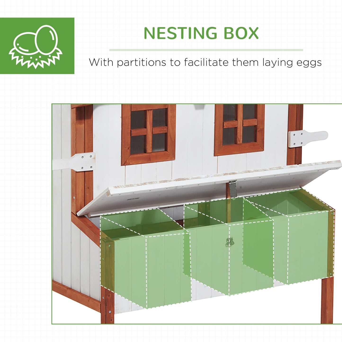 Chicken Coop Hen Cage Poultry Hutch Nesting Box Roof Wooden Large House Door