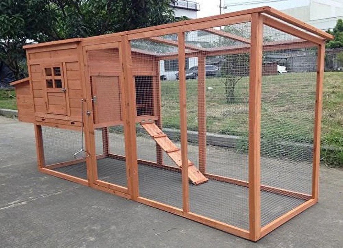 Large 95" Deluxe Solid Wood Hen Chicken Cage House Coop Huge with Run Nesting Box